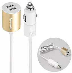 Автомобильное зарядное устройство ColorWay 2.1a 2xUSB-A car charger white (CW-CHA004-WT) - миниатюра 2