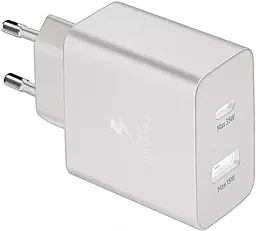 Мережевий зарядний пристрій з швидкою зарядкою Samsung Original 35w PD/QC3.0 USB-C/USB-A ports white (EP-TA220NBCGCN)