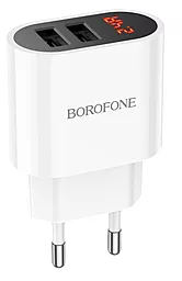 Сетевое зарядное устройство Borofone BA63A Richy 2.4a 2xUSB-A ports charger white - фото Сетевое зарядное устройство Borofone BA63A Richy 2.4a 2xUSB-A ports charger white