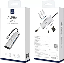 Мультипортовый USB Type-C хаб WIWU Alpha A631STR 6-in-1 grey - миниатюра 3