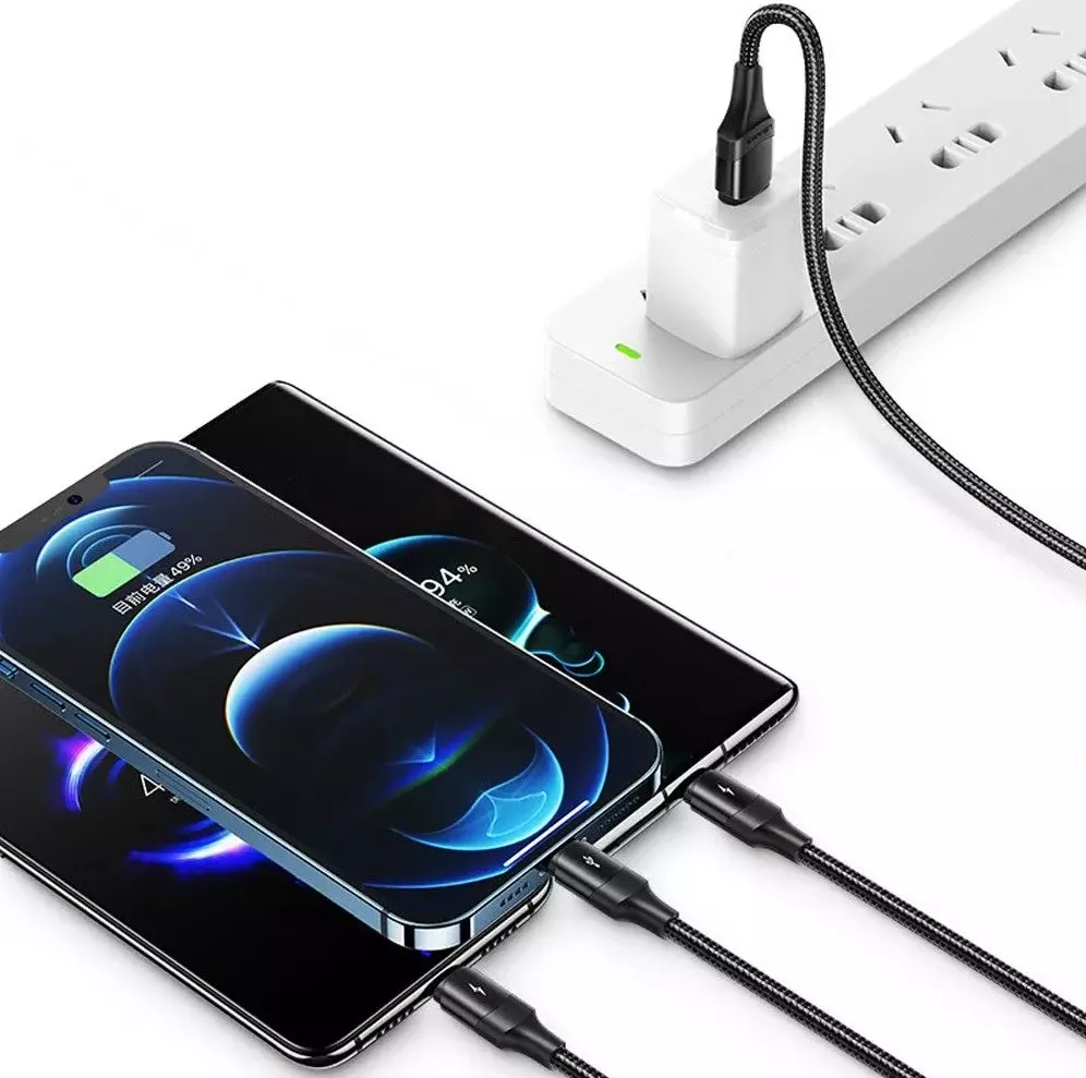 Универсальный кабель Usams U73 3-in-1 USB-A to Type-C/Lightning/micro USB 15w 3a 1.2м сable Black - фото 5
