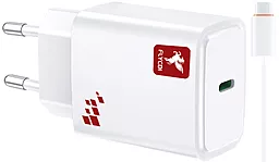 Сетевое зарядное устройство FLYCDI FA-002 2.4a USB-C home charger + USB-C to USB-C cable white - фото Сетевое зарядное устройство FLYCDI FA-002 2.4a USB-C home charger + USB-C to USB-C cable white