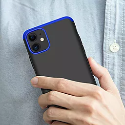 Чохол LikGus GKK 360 градусів (opp) для Apple iPhone 12 (6.1") Чорний / Синій - мініатюра 4