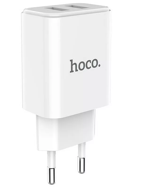 Сетевое зарядное устройство Hoco C62A Victoria 2.1a 2xUSB-A ports charger white - фото 1