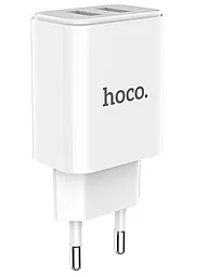 Сетевое зарядное устройство Hoco C62A Victoria 2.1a 2USB-A ports home charger white