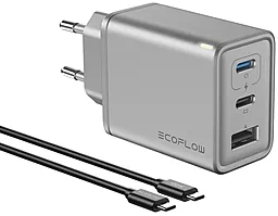 Мережевий зарядний пристрій EcoFlow RAPID 65w GaN PD/QC 2xUSB-C/USB-A ports charger + USB-C to USB-C cable gray (EFA-65W-GAN-CHARGER-EU) - фото Мережевий зарядний пристрій EcoFlow RAPID 65w GaN PD/QC 2xUSB-C/USB-A ports charger + USB-C to USB-C cable gray (EFA-65W-GAN-CHARGER-EU)