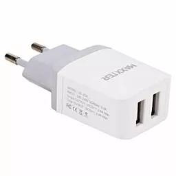 Сетевое зарядное устройство Maxxter 2.4a 2xUSB-A ports home charger white (UC-25A)