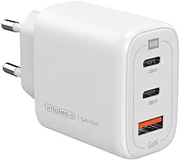 Мережевий зарядний пристрій Intaleo TCG65GAN 65w GAN PD 2xUSB-C/USB-A ports fast charger white (1283126559525)