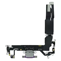 Нижній шлейф Apple iPhone 16 з роз'ємом зарядки, з мікрофоном Original - знятий з телефона Pink