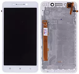 Дисплей Lenovo A5000 з тачскріном і рамкою, оригінал, White - фото Дисплей Lenovo A5000 з тачскріном і рамкою, оригінал, White