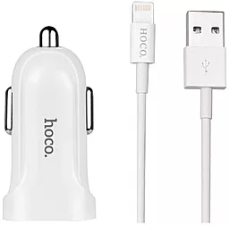 Автомобільний зарядний пристрій Hoco Z2 1.5A 1USB White + USB Cable iPhone 6