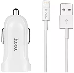 Автомобильное зарядное устройство Hoco Z2 1.5a car charger + Lightning cable white - фото Автомобильное зарядное устройство Hoco Z2 1.5a car charger + Lightning cable white