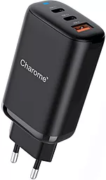 Мережевий зарядний пристрій Charome C30 65w PD/QC GaN 2xUSB-C/USB-A ports home charger black