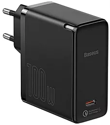 Мережевий зарядний пристрій з швидкою зарядкою Baseus GaN2 Fast Charger 100W + 1.5M USB C-C Cable Black (TZCCGAN-L01)