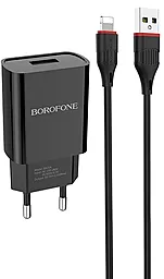 Сетевое зарядное устройство Borofone BA20A Sharp 2.1a home charger + Lightning cable black - фото Сетевое зарядное устройство Borofone BA20A Sharp 2.1a home charger + Lightning cable black