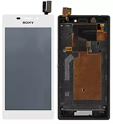 Дисплей Sony Xperia M2 (D2302, D2303, D2305, D2306) с тачскрином и рамкой, оригинал, White