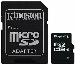 Карта памяти Kingston microSDHC 16GB Class 4 + SD-адаптер (MBLY4G2/16GB)