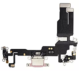 Нижній шлейф Apple iPhone 15 з роз'ємом зарядки, з мікрофоном Pink