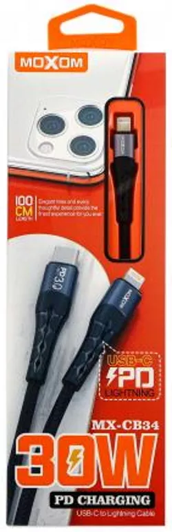 Кабель MOXOM USB Type - Lightning 30w 3a 1м PD сable Black (MX-CB34) - фото 4