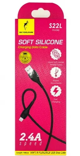 Кабель SkyDolphin S22L Soft Silicone USB-A - Lightning 12w 2.4a 1м cable Black - фото 3