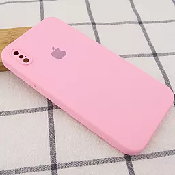 Чохол Silicone Case Full Camera Square для Apple iPhone X, iPhone XS Light pink - мініатюра 3