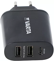 Сетевое зарядное устройство Varta 38W 5.4A 2xUSB-A-1xUSB-C Black (57958101401) - миниатюра 3