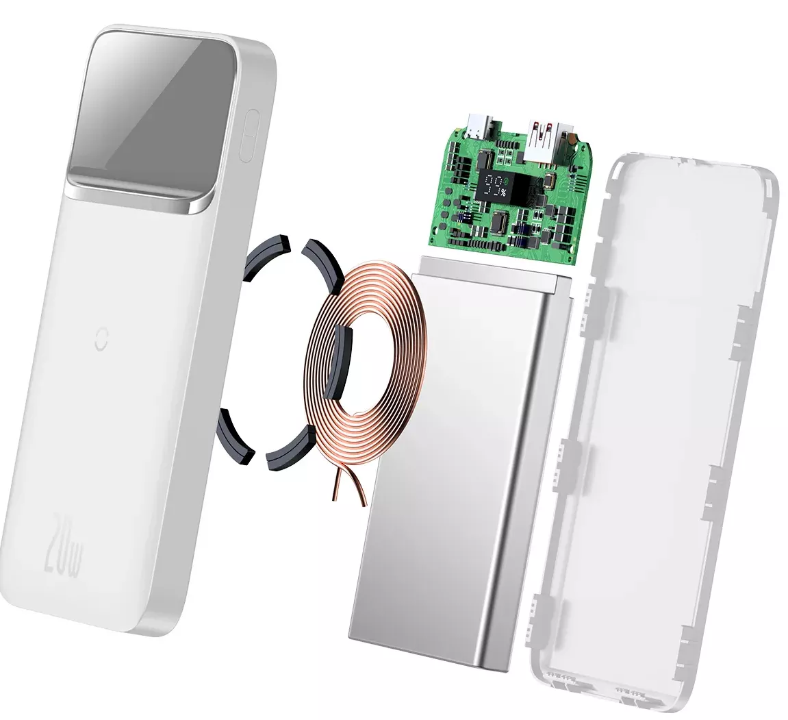 Повербанк Baseus Magnetic Wireless 10000mAh 20W White (PPMT-02) - фото 5