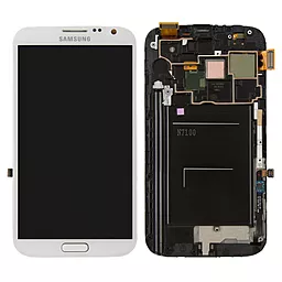 Дисплей Samsung Galaxy Note 2 N7100, N7105 з тачскріном і рамкою, оригінал, White