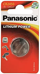 Батарейка Panasonic литиевая CR2450 блистер, 1 шт (CR-2450EL/1B) - фото Батарейка Panasonic литиевая CR2450 блистер, 1 шт (CR-2450EL/1B)