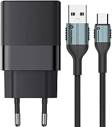 Сетевое зарядное устройство 4U 18w USB-A QC3.0 charger + USB-A - Type-C 66w 6a 2м cable black