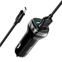 Автомобильное зарядное устройство Hoco Z40 2.4a 2xUSB-A ports car charger + micro USB cable black