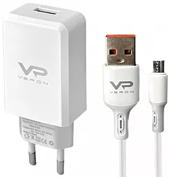 Мережевий зарядний пристрій Veron VR-C13Q 18W 3.0A USB-A + micro USB cable White