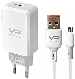 Сетевое зарядное устройство Veron VR-C13Q 18w QC3.0 home charger + micro USB cable white - фото Сетевое зарядное устройство Veron VR-C13Q 18w QC3.0 home charger + micro USB cable white