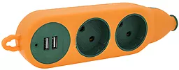 Колодка для сетевого фильтра (удлинителя) Voltronic FM-KNZ 2+2O 2 розетки 16А 2xUSB-A Orange