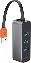 Мультипортовый USB-A хаб Baseus Steel Cannon Series 3xUSB3.0 + RJ45 Dark Gray (CAHUB-AH0G) - фото Мультипортовый USB-A хаб Baseus Steel Cannon Series 3xUSB3.0 + RJ45 Dark Gray (CAHUB-AH0G)