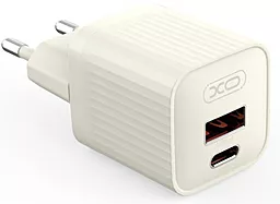 Сетевое зарядное устройство XO L147 20w PD/QC USB-C/USB-A fast charger beige - фото Сетевое зарядное устройство XO L147 20w PD/QC USB-C/USB-A fast charger beige