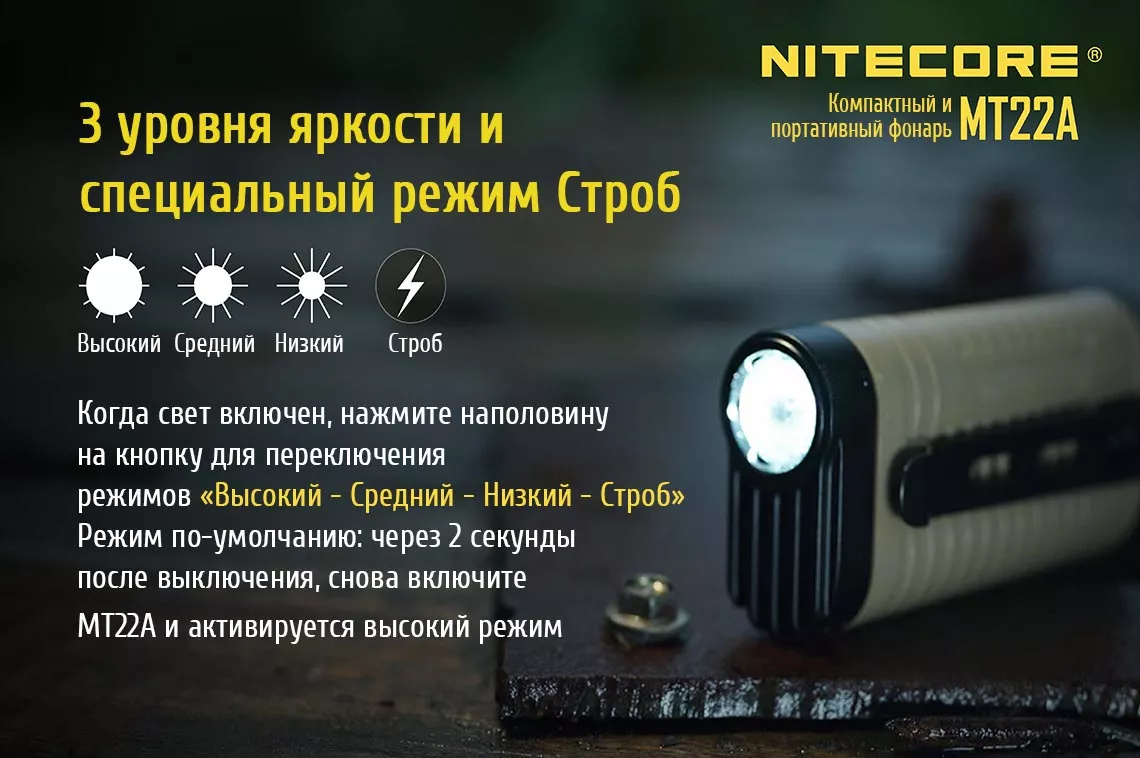 Ліхтарик Nitecore MT22A Коричневий - фото 15