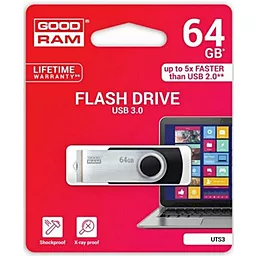 Флешка GooDRam 64GB Twister USB 3.0 (UTS3-0640K0R11) Black - мініатюра 2