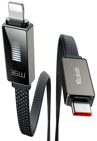 Кабель McDodo LED Display USB Type-C - Lightning 36w 3а 1.2м PD cable Black (CA-4960) - фото 3