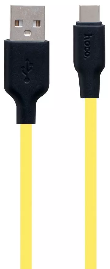Кабель Hoco X21 Plus Silicone USB-A - Type-C 15w 3a 1м cable Black/Yellow - фото 1