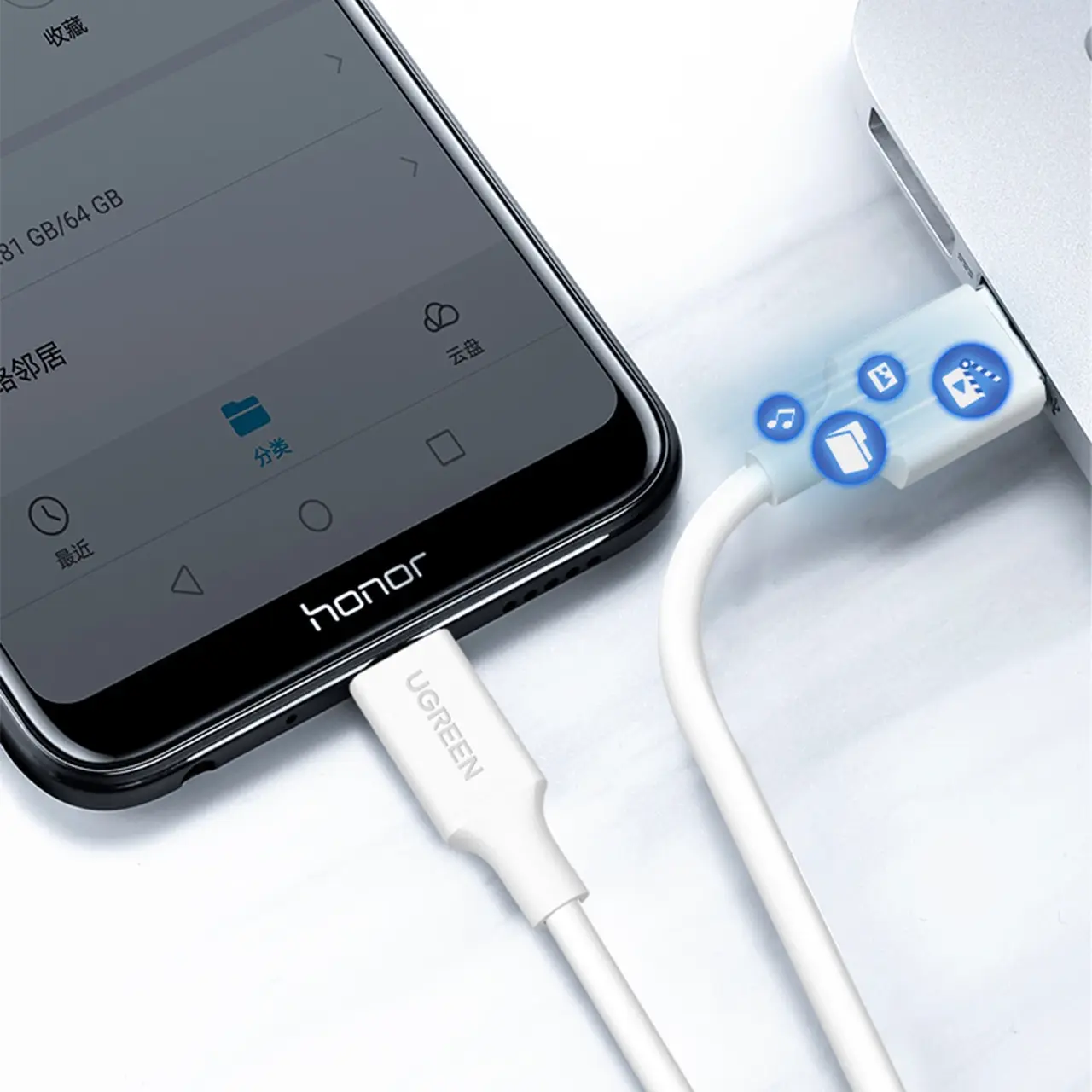 Кабель UGreen US289 Nickel Plating USB-A - micro USB 10w 0.5м cable White (60140) - фото 7