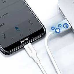 Кабель UGreen US289 Nickel Plating USB-A - micro USB 10w 0.5м cable White (60140) - миниатюра 7