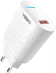 Сетевое зарядное устройство Yoki Led YK-QC 18W 3A USB-A White - фото Сетевое зарядное устройство Yoki Led YK-QC 18W 3A USB-A White