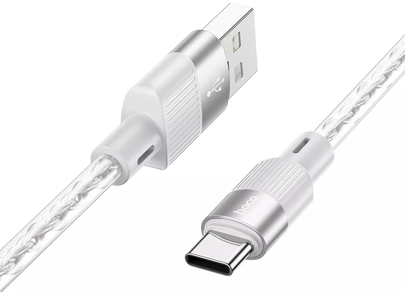 Кабель Hoco Crystal Junction USB-A - Type-C 15w 3a 1м cable Gray - фото 2