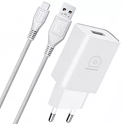 Сетевое зарядное устройство WUW T28 2.1a home charger + USB-C cable white