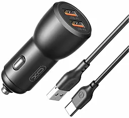 Автомобільний зарядний пристрій XO CC55 18w QC3.0 2xUSB-A ports car charger + USB-C cable black - фото Автомобільний зарядний пристрій XO CC55 18w QC3.0 2xUSB-A ports car charger + USB-C cable black