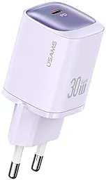 Сетевое зарядное устройство Usams US-CC251 30w GaN PD USB-C ports charger purple - фото Сетевое зарядное устройство Usams US-CC251 30w GaN PD USB-C ports charger purple