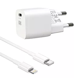 Сетевое зарядное устройство XO CE01 20w PD USB-C home charger + USB-C to Lightning cable white - фото Сетевое зарядное устройство XO CE01 20w PD USB-C home charger + USB-C to Lightning cable white