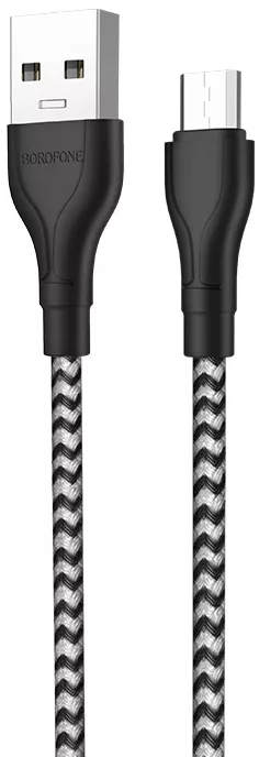 Кабель Borofone BX39 Beneficial USB-A - micro USB 12w 2.4a 1м cable Zebra - фото 1