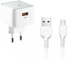 Сетевое зарядное устройство XO L59 18w QC3.0 home charger + USB-С cable white - фото Сетевое зарядное устройство XO L59 18w QC3.0 home charger + USB-С cable white